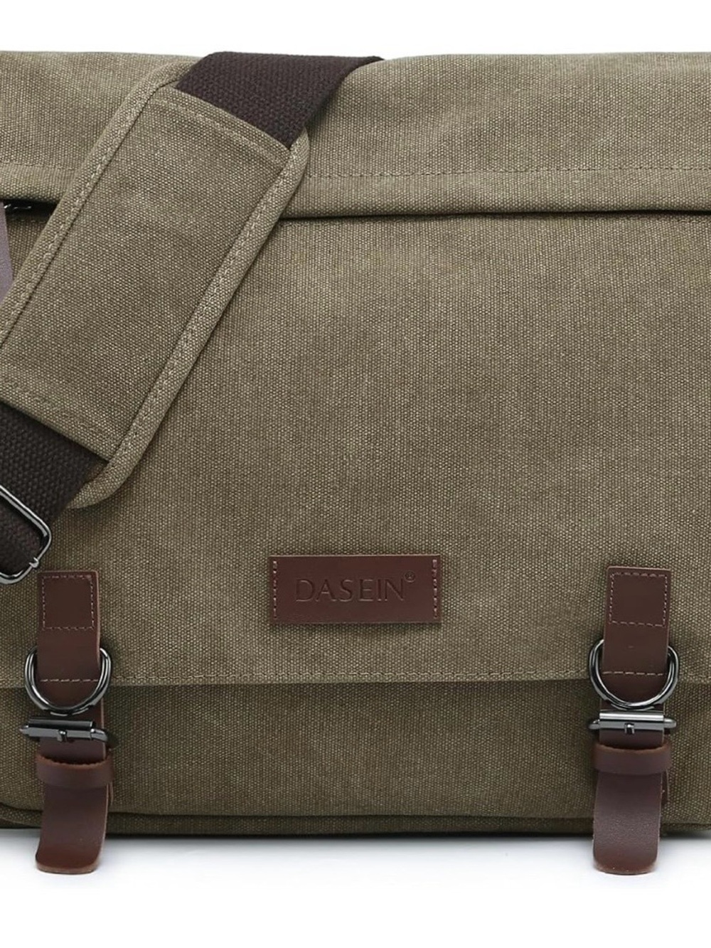 Dasein Large Vintage Canvas Messenger Shoulder Bag Army Green Crossbody Laptop